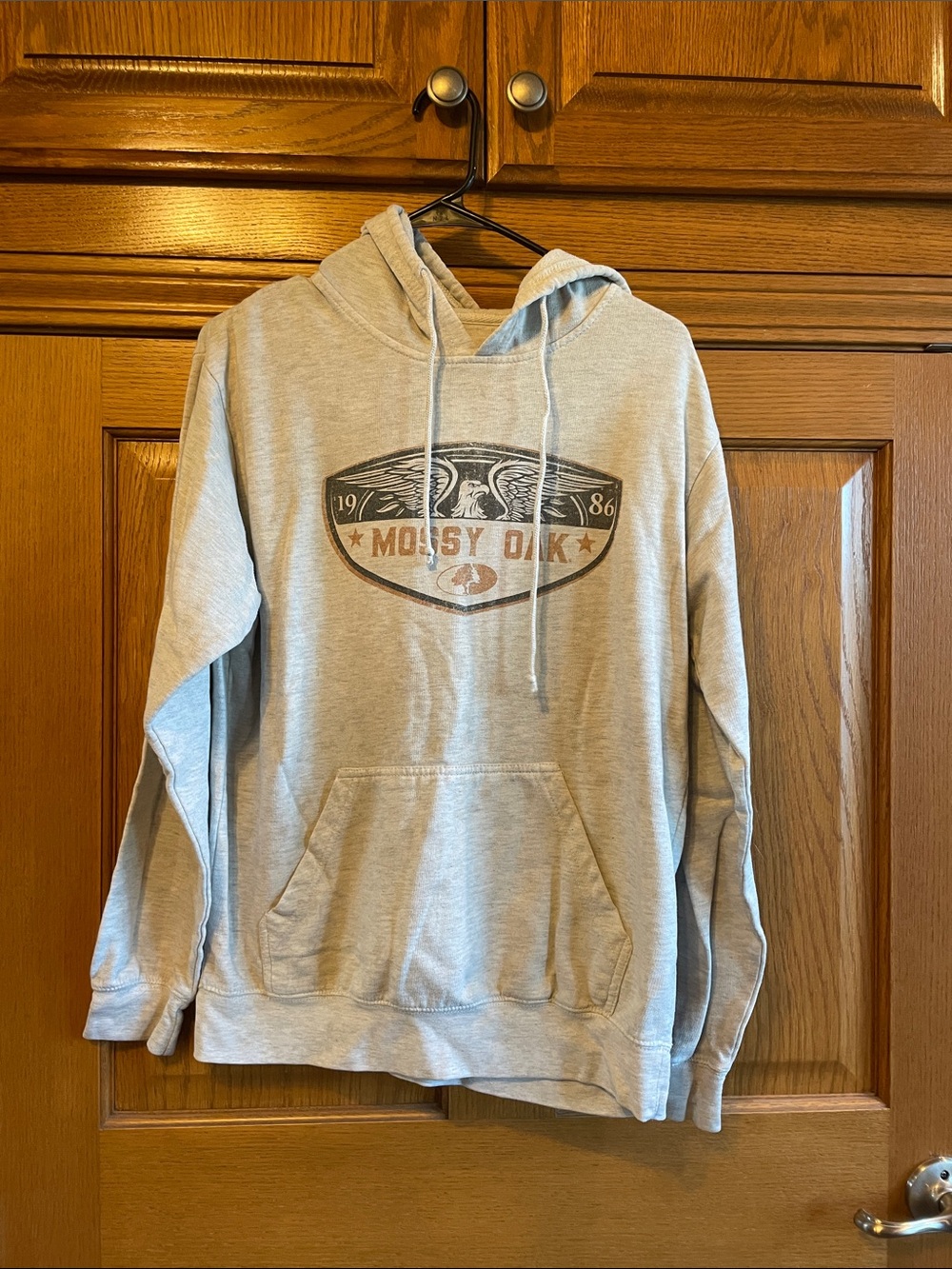 Mossy Oak Gray Pullover Hoodie with Chest Logo